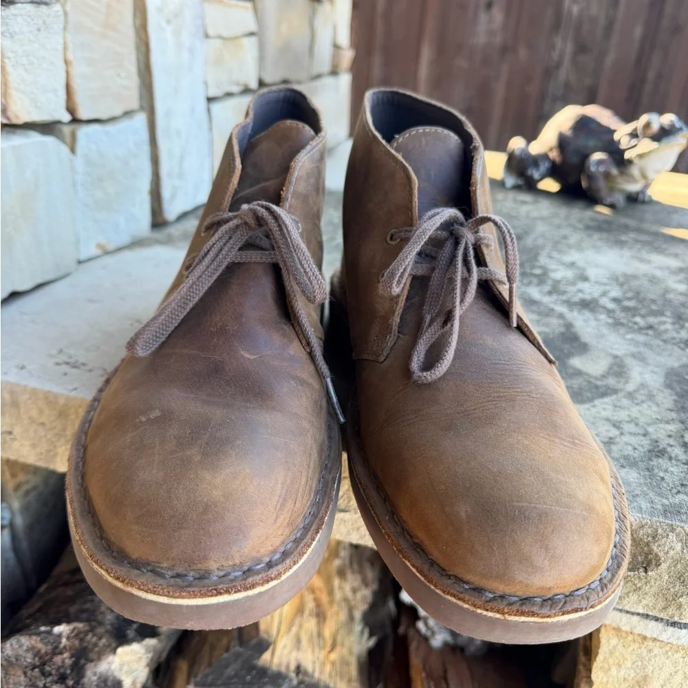 Clarks Men's Tan Brown Leather Chukka Boots Sz-11M. X